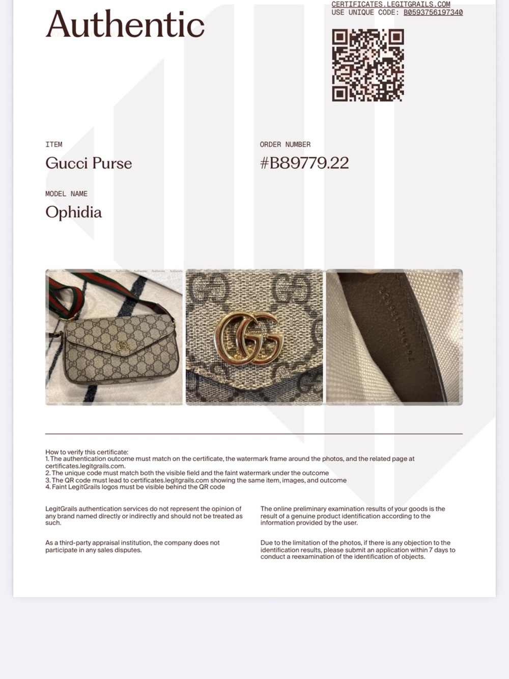 Authenticated Gucci Ophidia GG Supreme Mini Envelope Crossbody Bag Beige Ebony - Picture 2 of 15